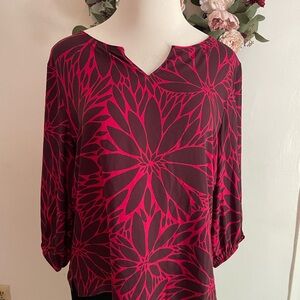 Chico's Red and Black Floral Blouse